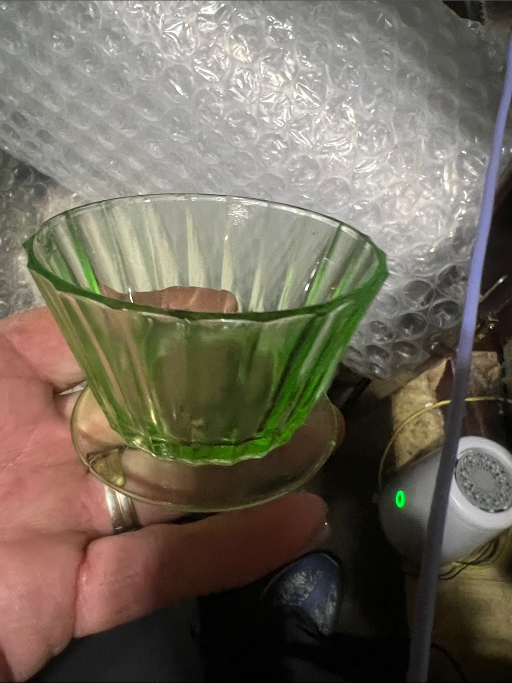 Vintage Green Depression Glass Sherbet Cup